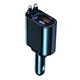 65W 4 in 1 LED Display USB Car Charger 2 Retractable Type-C Cable for iPhone Aluminum Fast Car Charger
